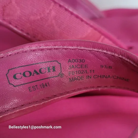 COACH Jaicee Wedge Platform Sandals in Signature Fabric-Fuchsia color.Size 9.5B⭐ - Picture 15 of 16